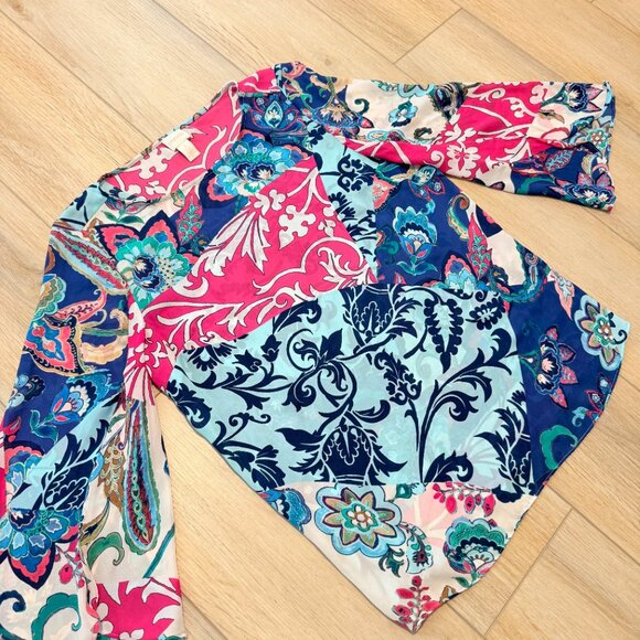 πππ Chicoβs Multicolor Floral Patchwork Blouse | Size 1 (M/L) - Picture 12 of 15